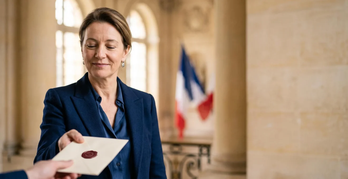 Un responsable associatif recevant symboliquement la validation officielle de l'État, scène empreinte de fierté et de solennité